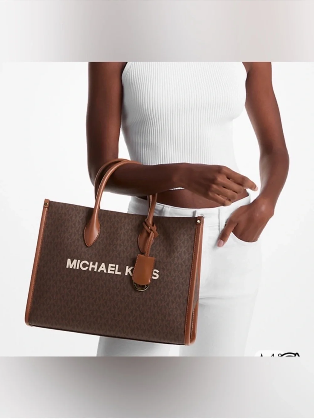 MICHAEL KORS Brown Logo Mirella Tote Crossbody Shoulder Bag